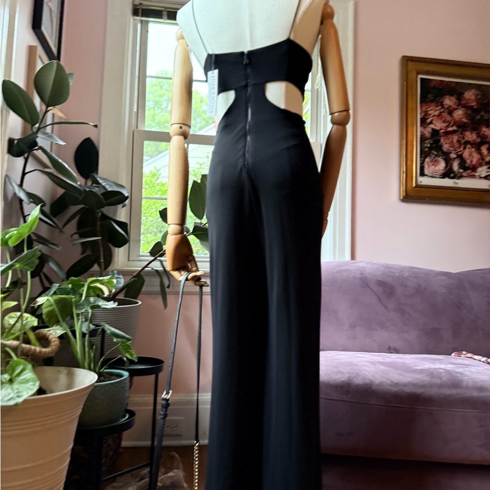 Alice + Olivia Cutout Jumpsuit Sz 0 – Plunging Tie Front, Red Carpet-Ready, NWT - Picture 3 of 10